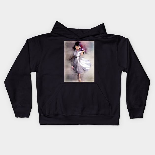 Matou Sakura Anime Watercolor Kids Hoodie by Isamu Studio